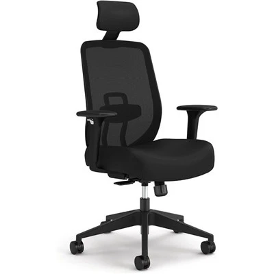 Ergonominen toimistotuoli, jolla on päätuki